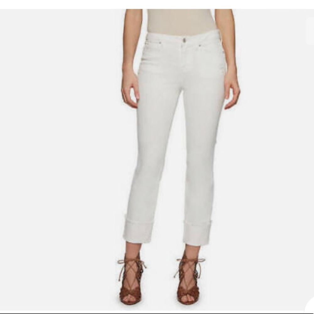 Jessica Simpson White Rolled Crop Jeans